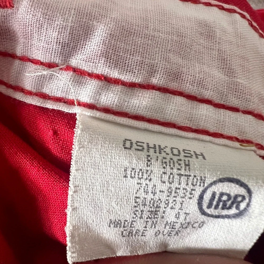 OshKosh Bgosh Kids Red Vestbak Cotton Shortalls Overalls Size 4T 744-9535
